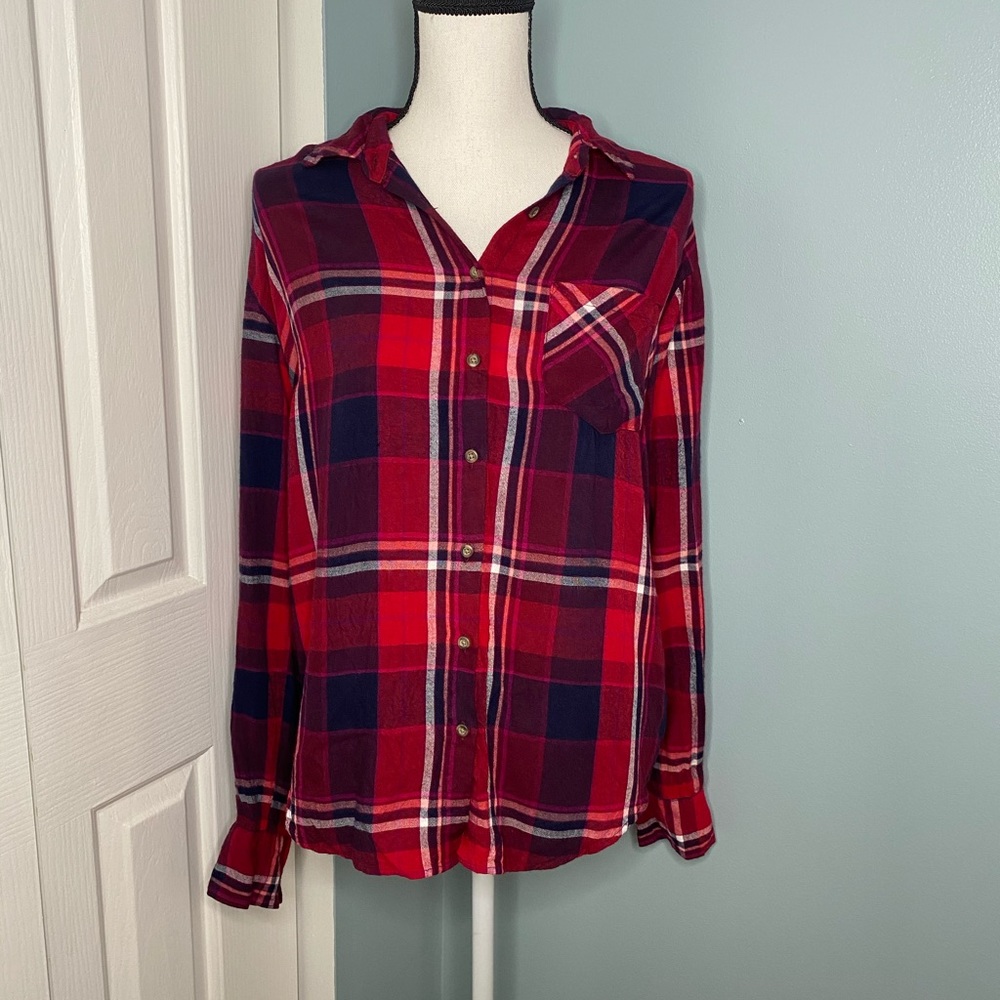 A New Day Plaid Long Sleeve Top